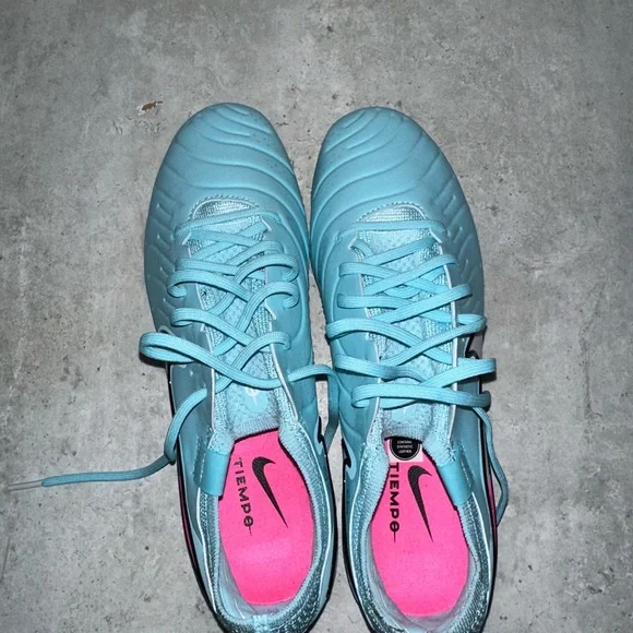 Nike Tiempo Athletic Cleats - Light Blue and Pink
